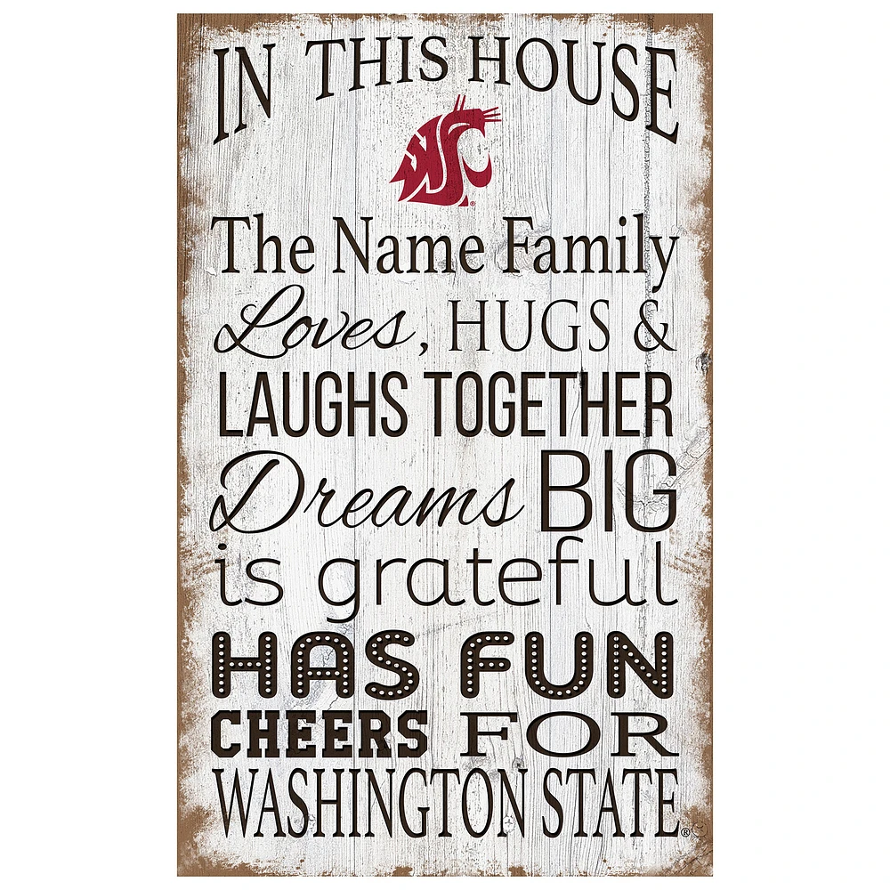 Washington State Cougars Personalized 11" x 19" In This House Sign