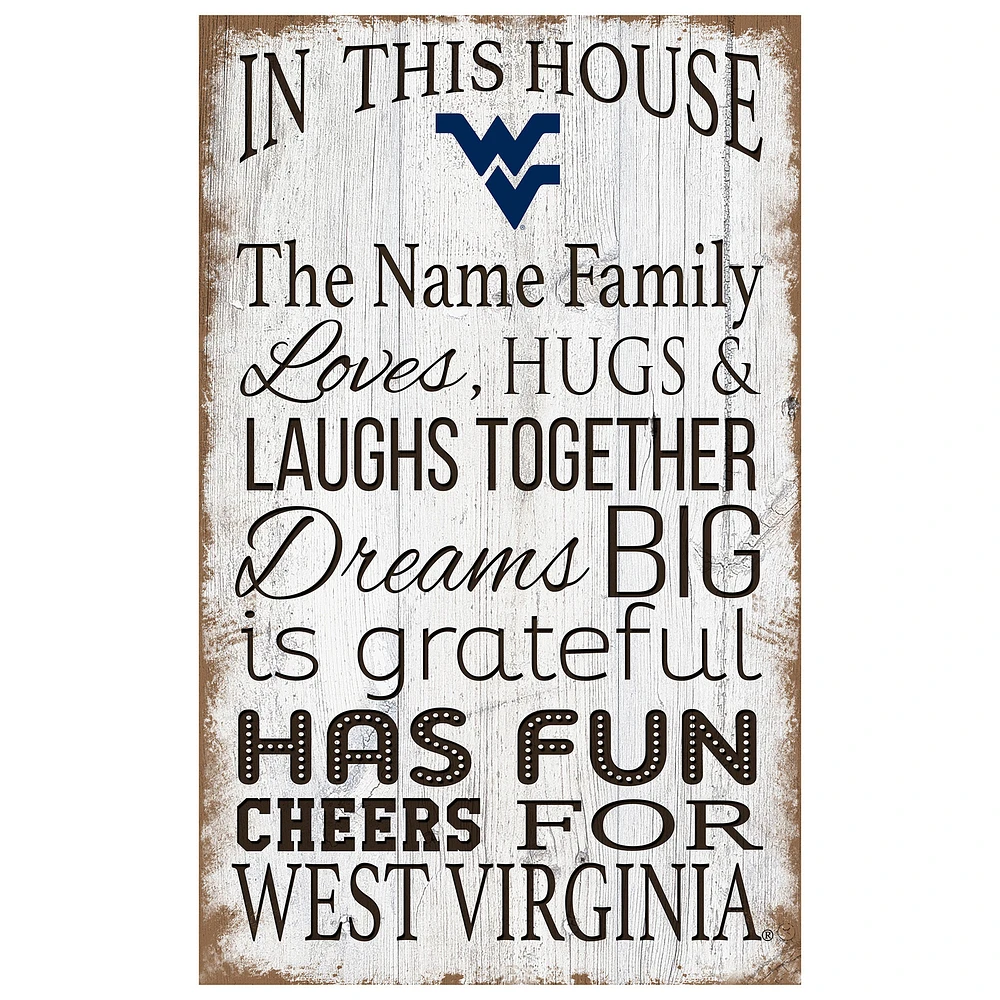 West Virginia Mountaineers Personalized 11" x 19" In This House Sign
