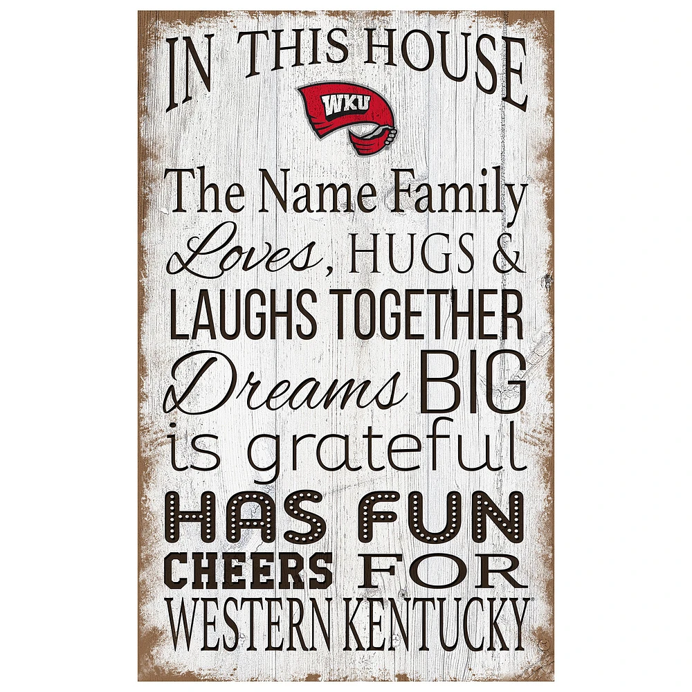 Western Kentucky Hilltoppers Personalized 11" x 19" In This House Sign