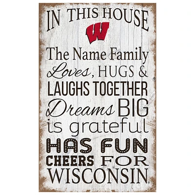Wisconsin Badgers Personalized 11" x 19" In This House Sign