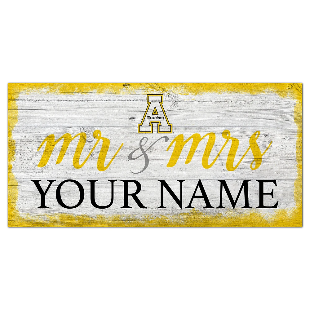 Appalachian State Mountaineers 6" x 12" Personalized Mr. & Mrs. Script Sign