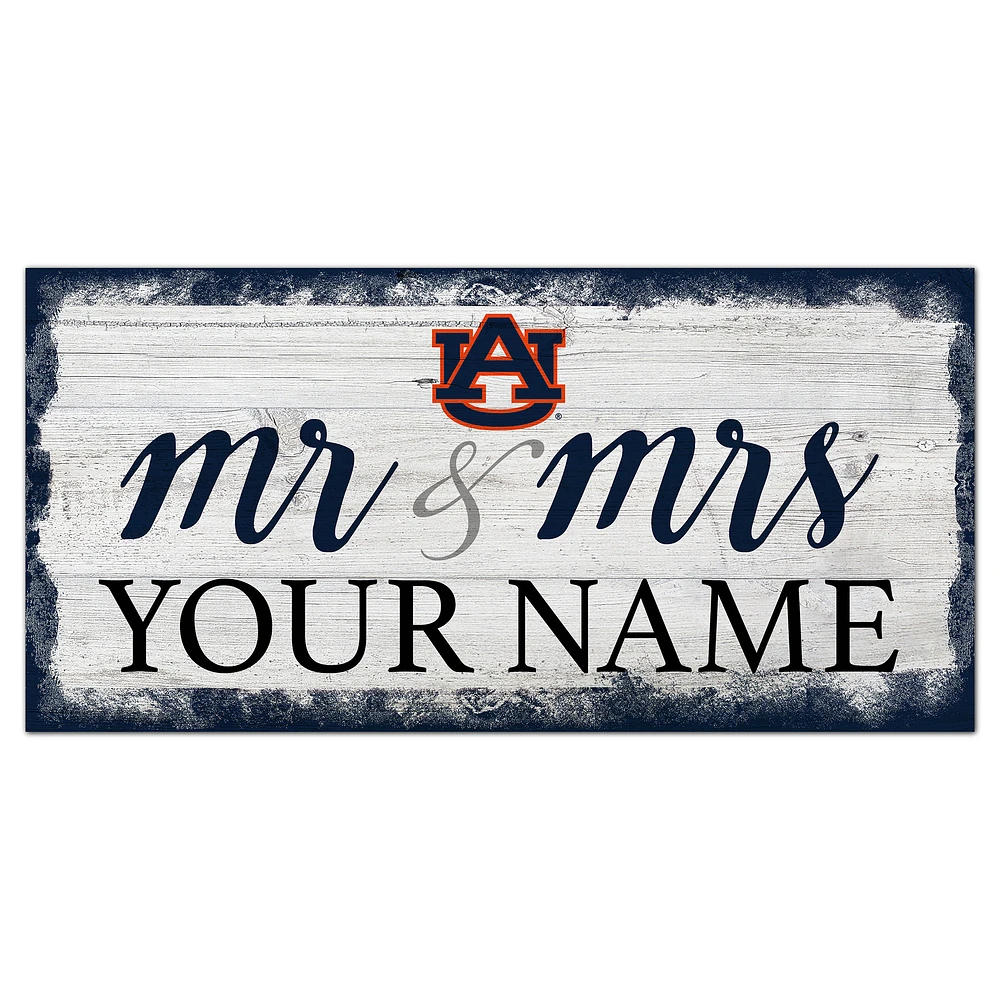 Auburn Tigers 6" x 12" Personalized Mr. & Mrs. Script Sign