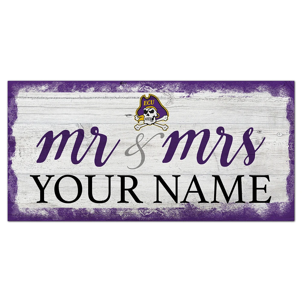ECU Pirates 6" x 12" Personalized Mr. & Mrs. Script Sign