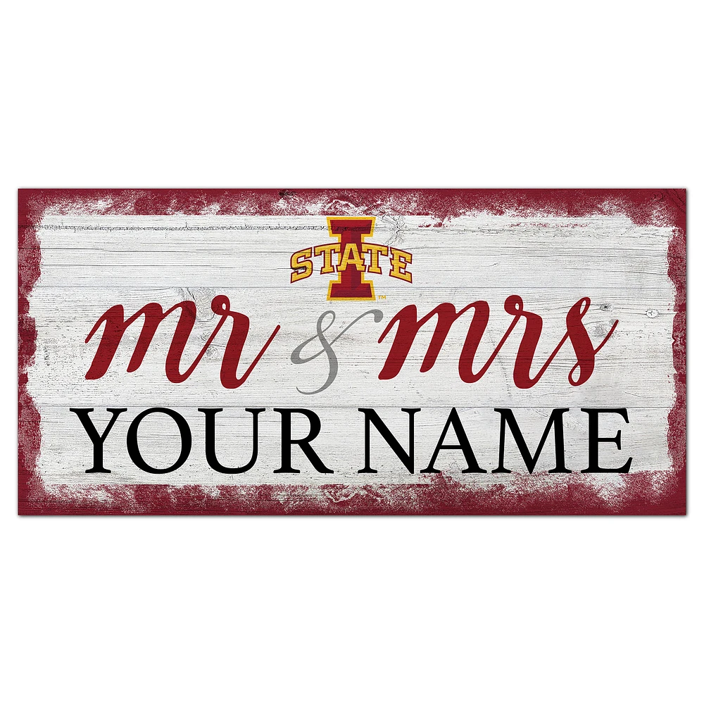 Iowa State Cyclones 6" x 12" Personalized Mr. & Mrs. Script Sign