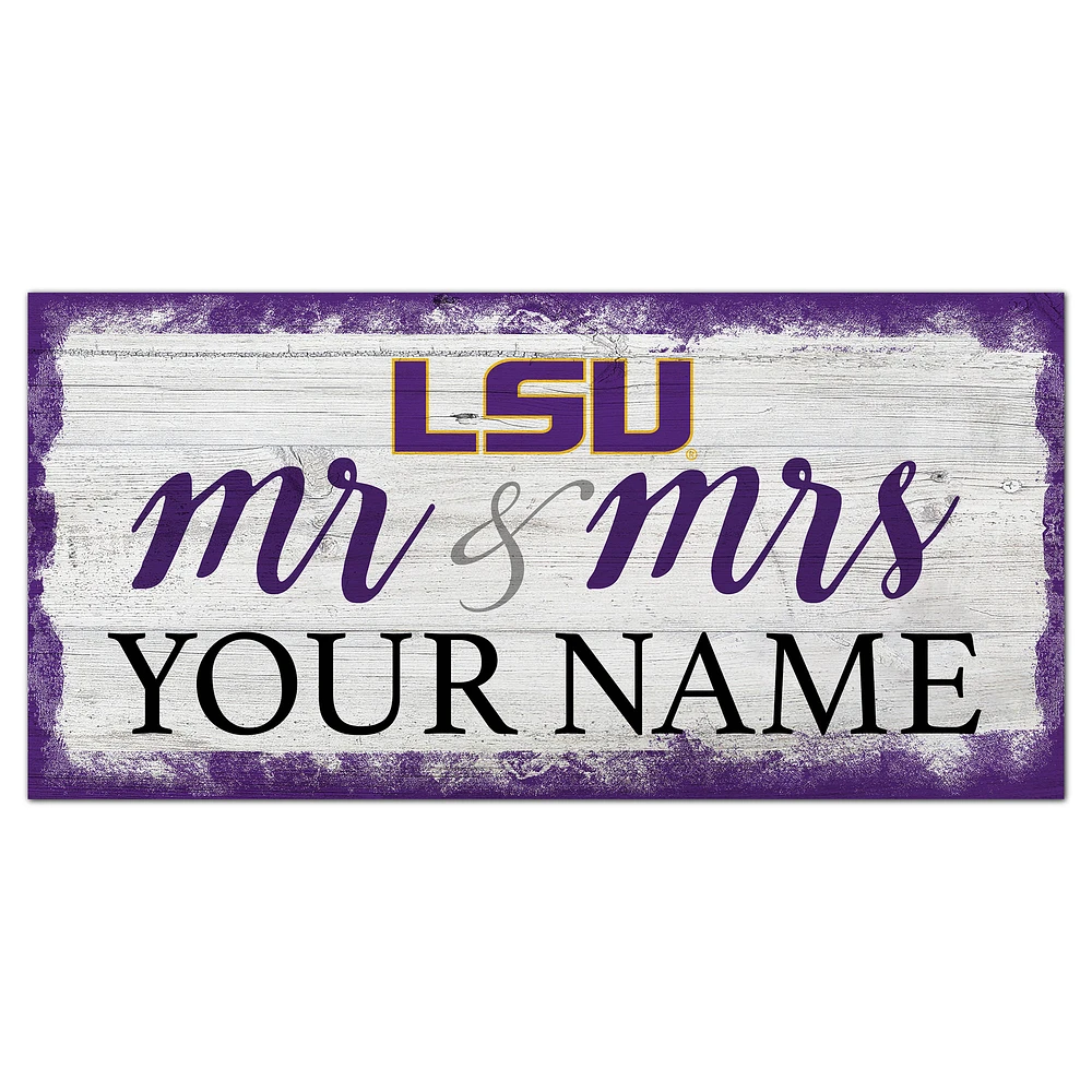 LSU Tigers 6" x 12" Personalized Mr. & Mrs. Script Sign
