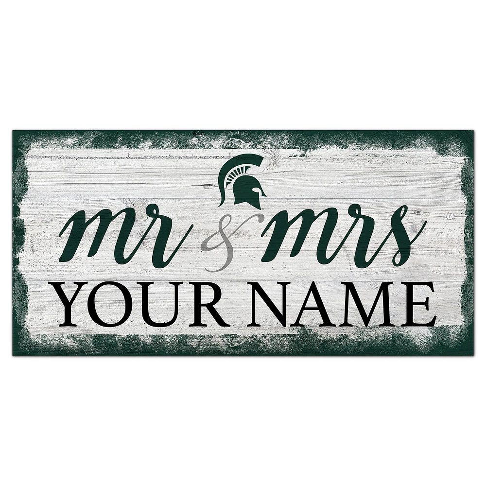 Michigan State Spartans 6" x 12" Personalized Mr. & Mrs. Script Sign