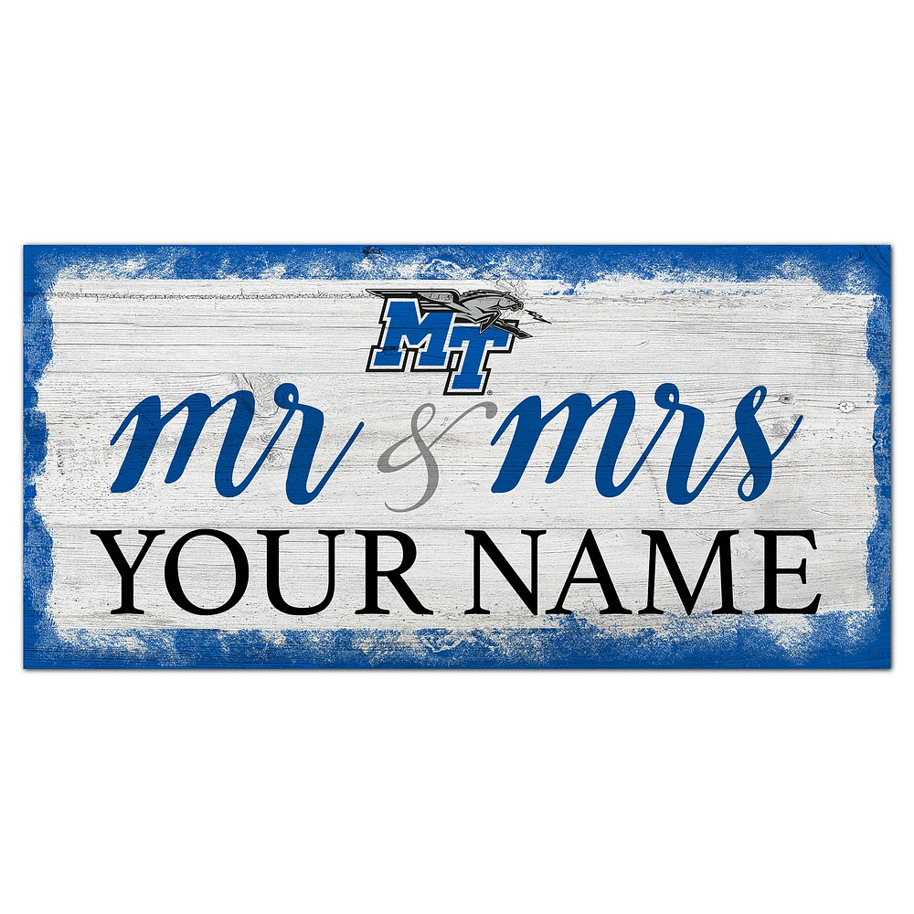 MTSU Blue Raiders 6" x 12" Personalized Mr. & Mrs. Script Sign
