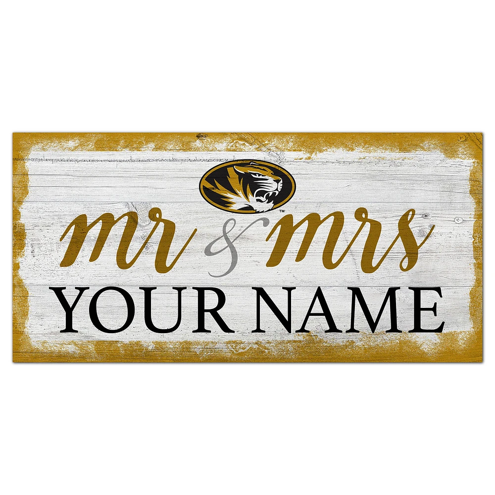 Missouri Tigers 6" x 12" Personalized Mr. & Mrs. Script Sign