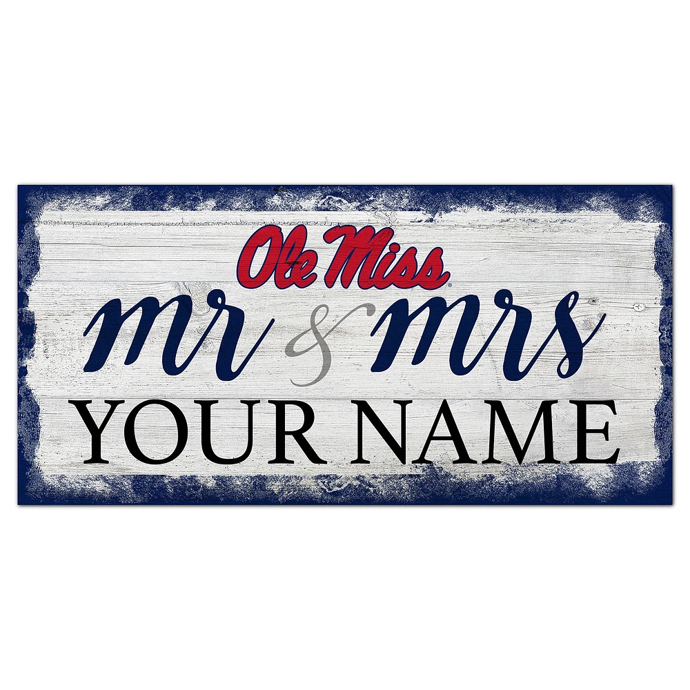 Ole Miss Rebels 6" x 12" Personalized Mr. & Mrs. Script Sign