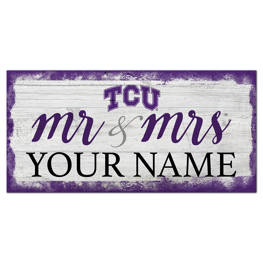 TCU Horned Frogs 6" x 12" Personalized Mr. & Mrs. Script Sign