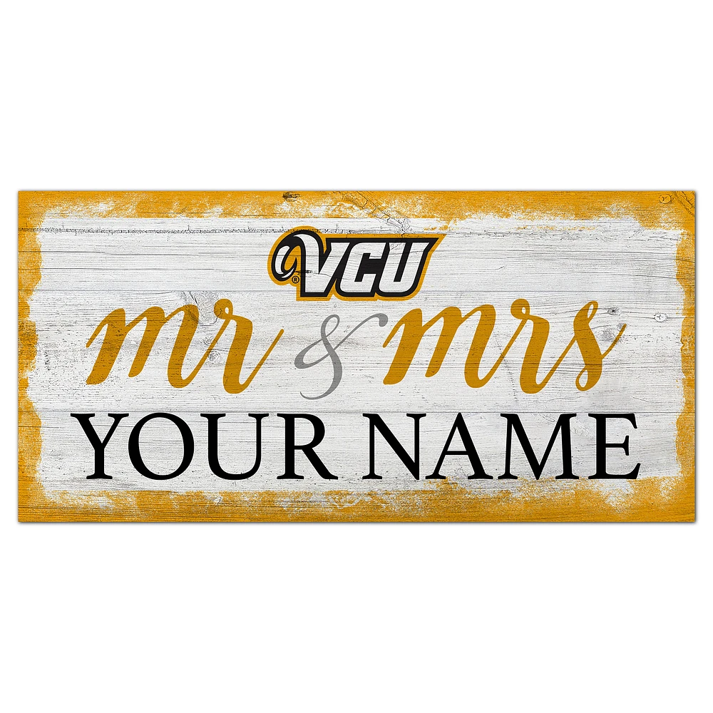 VCU Rams 6" x 12" Personalized Mr. & Mrs. Script Sign