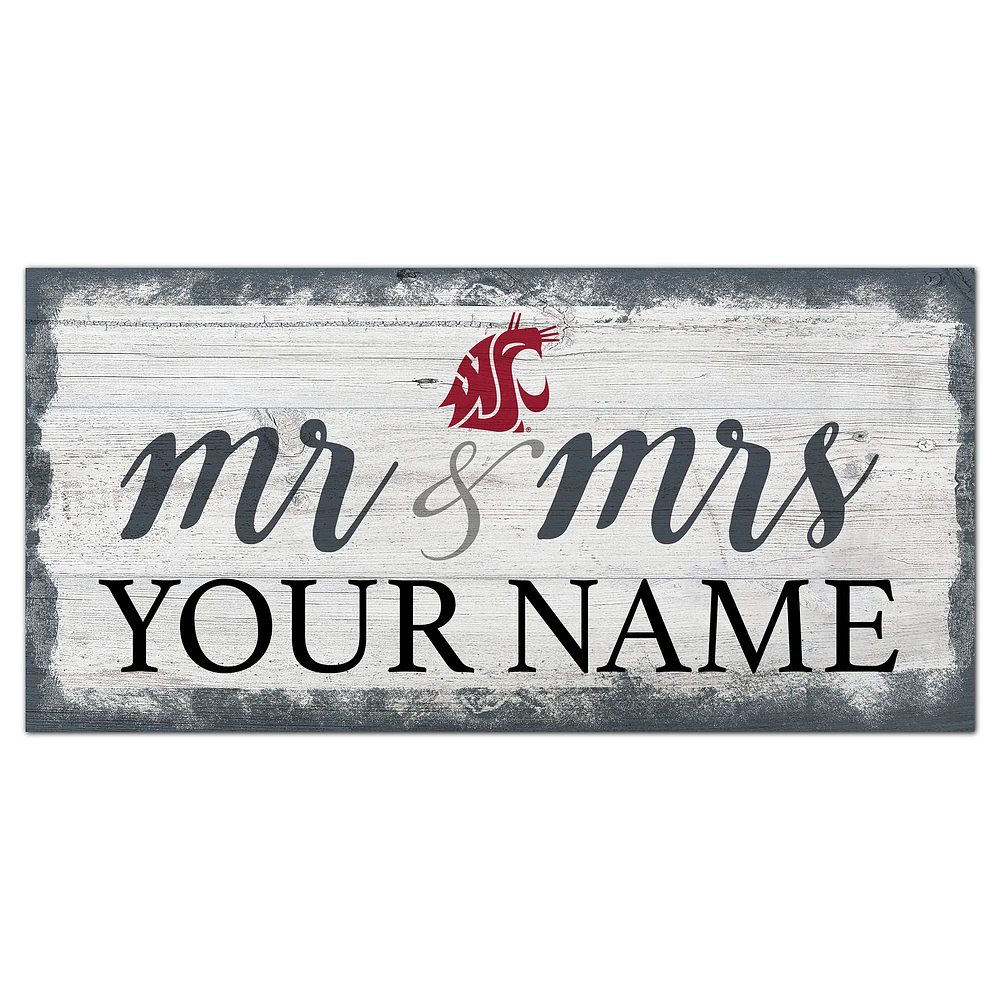 Washington State Cougars 6" x 12" Personalized Mr. & Mrs. Script Sign