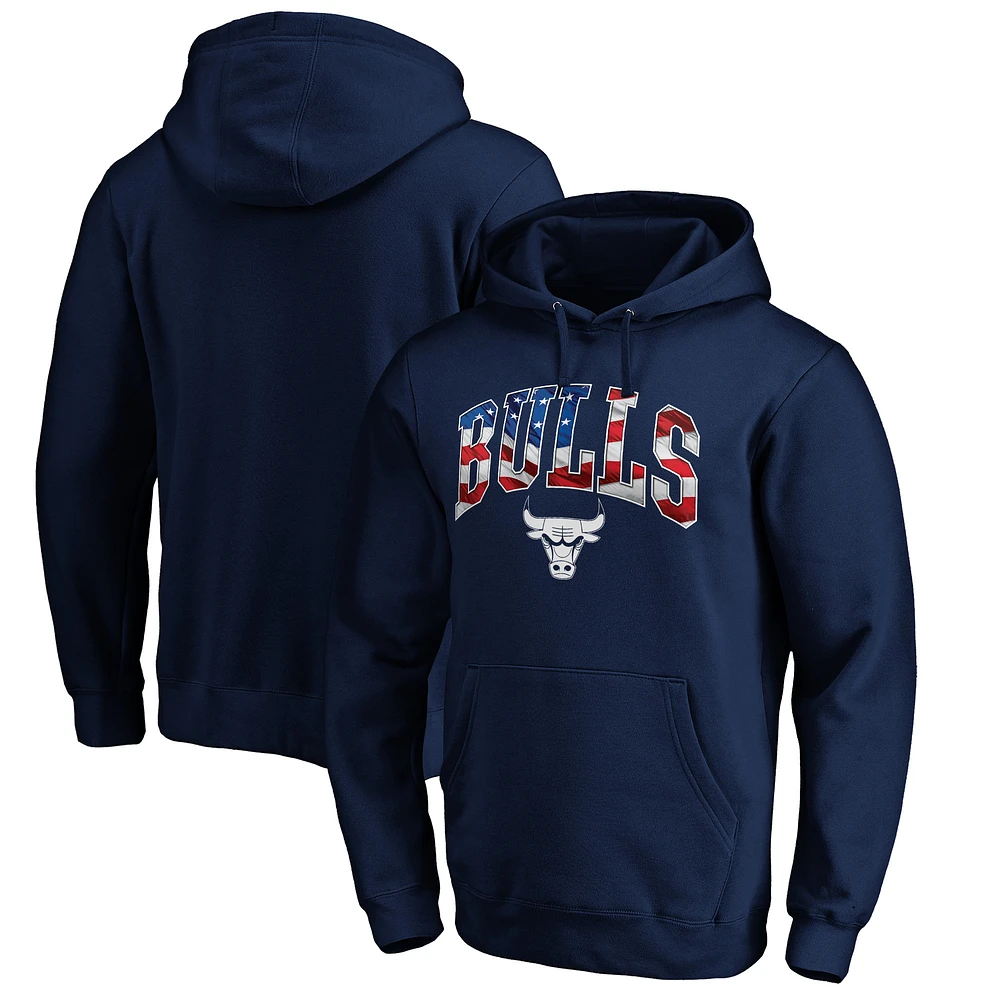 Men's Navy Chicago Bulls Banner Wave Pullover Hoodie