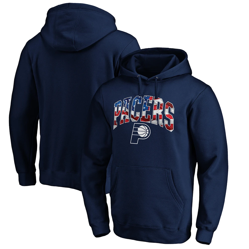 Men's Navy Indiana Pacers Banner Wave Pullover Hoodie
