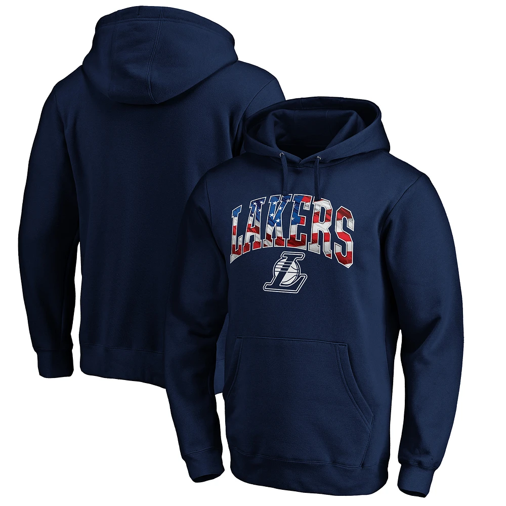 Men's Navy Los Angeles Lakers Banner Wave Pullover Hoodie