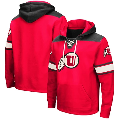 Men's Colosseum Red Utah Utes 2.0 Lace-Up Pullover Hoodie