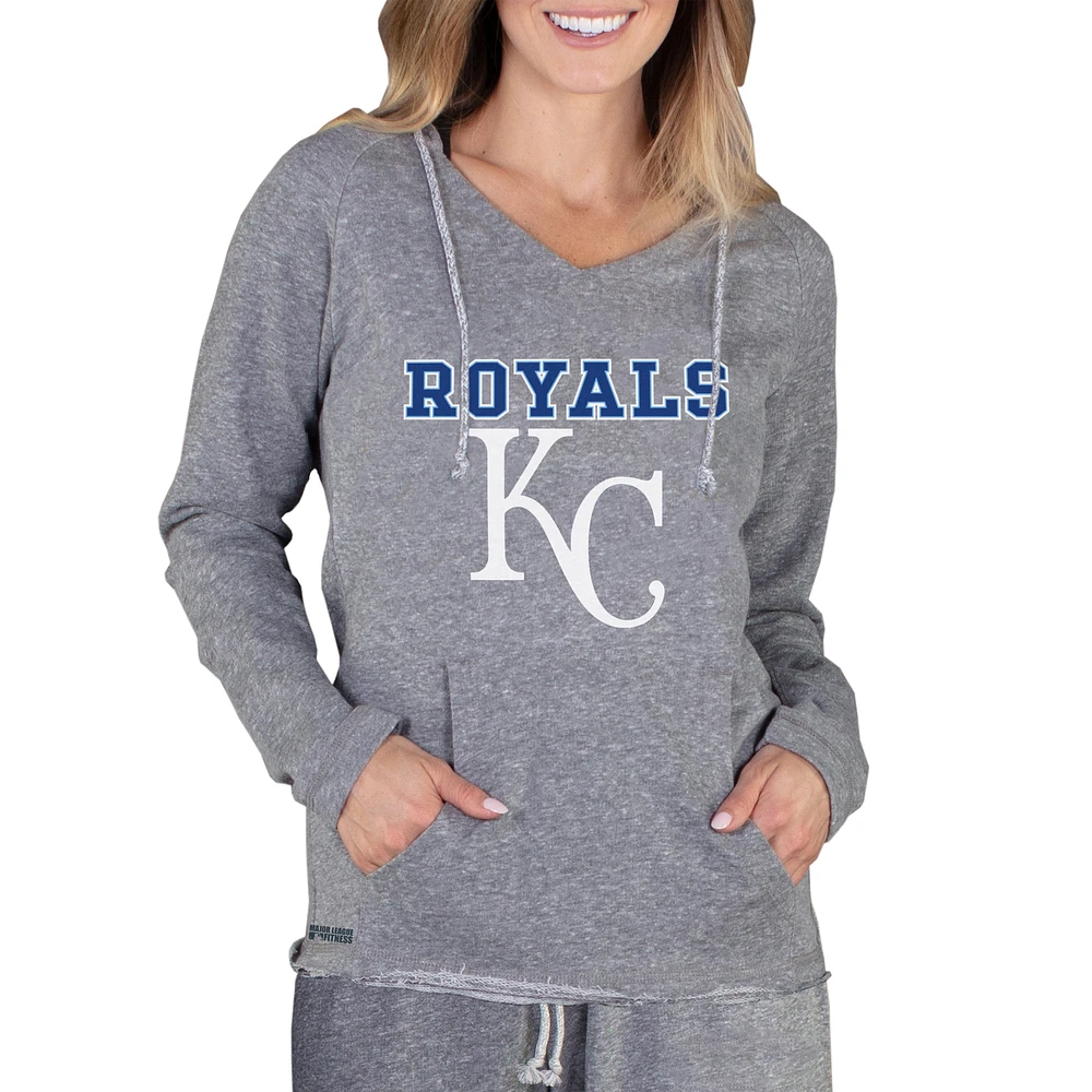Women's Concepts Sport Gray Kansas City Royals Mainstream Terry Long Sleeve Hoodie Top