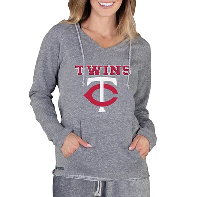 Women's Concepts Sport Gray Minnesota Twins Mainstream Terry Long Sleeve Hoodie Top