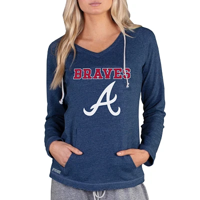 Women's Concepts Sport Navy Atlanta Braves Mainstream Terry Long Sleeve Hoodie Top