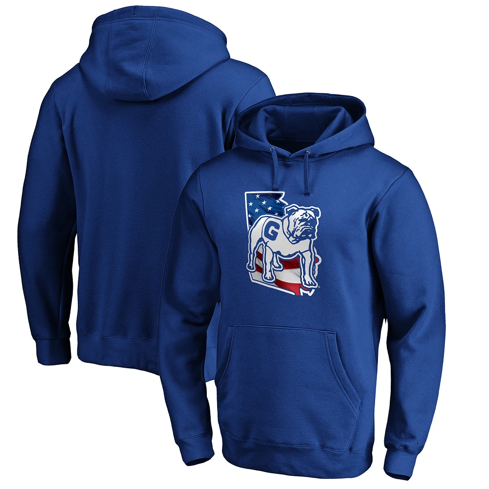 Men's Royal Georgia Bulldogs Banner State Pullover Hoodie