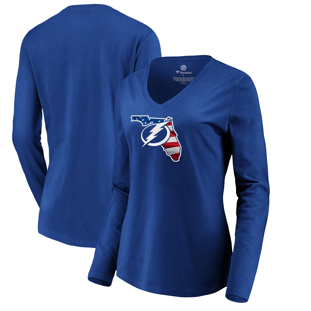 Women's Royal Tampa Bay Lightning NHL Banner State Long Sleeve T-Shirt
