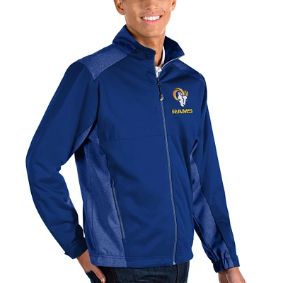 Men's Antigua Heather Royal Los Angeles Rams Revolve Full-Zip Jacket