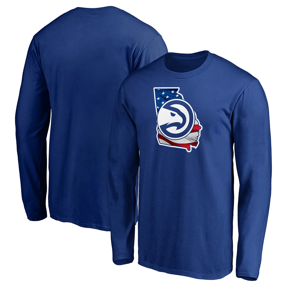 Men's Royal Atlanta Hawks Banner State Long Sleeve T-Shirt