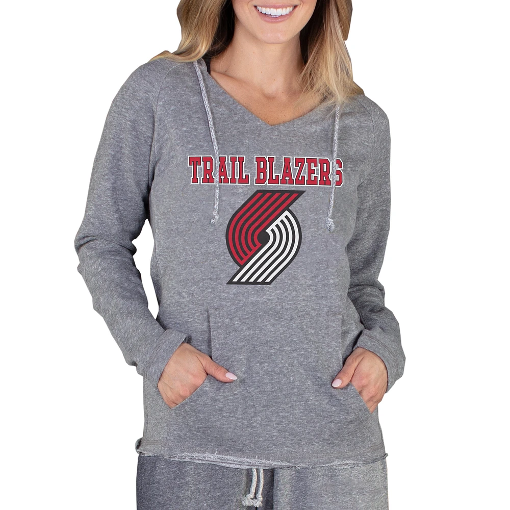 Women's Concepts Sport Gray Portland Trail Blazers Mainstream Terry Hooded Top
