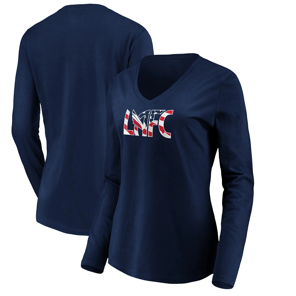 Women's Navy LAFC Banner Wave Long Sleeve V-Neck T-Shirt