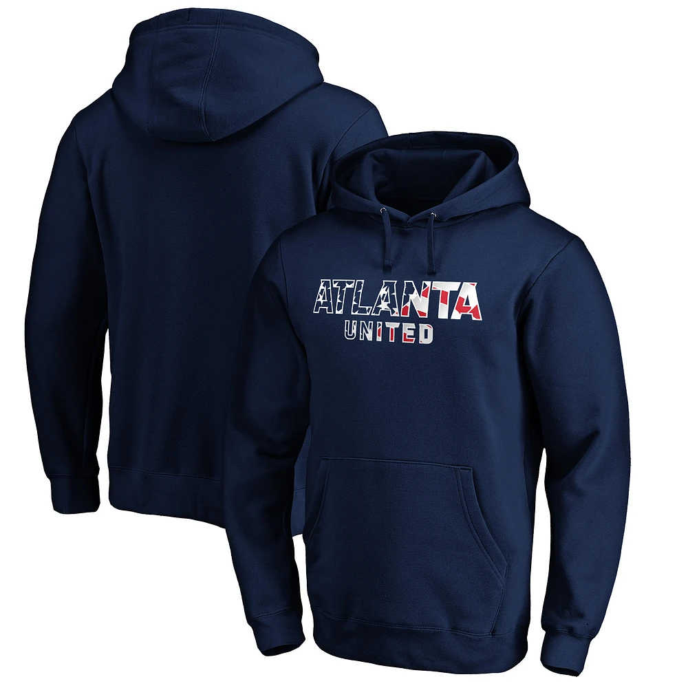 Men's Navy Atlanta United FC Banner Wave Pullover Hoodie