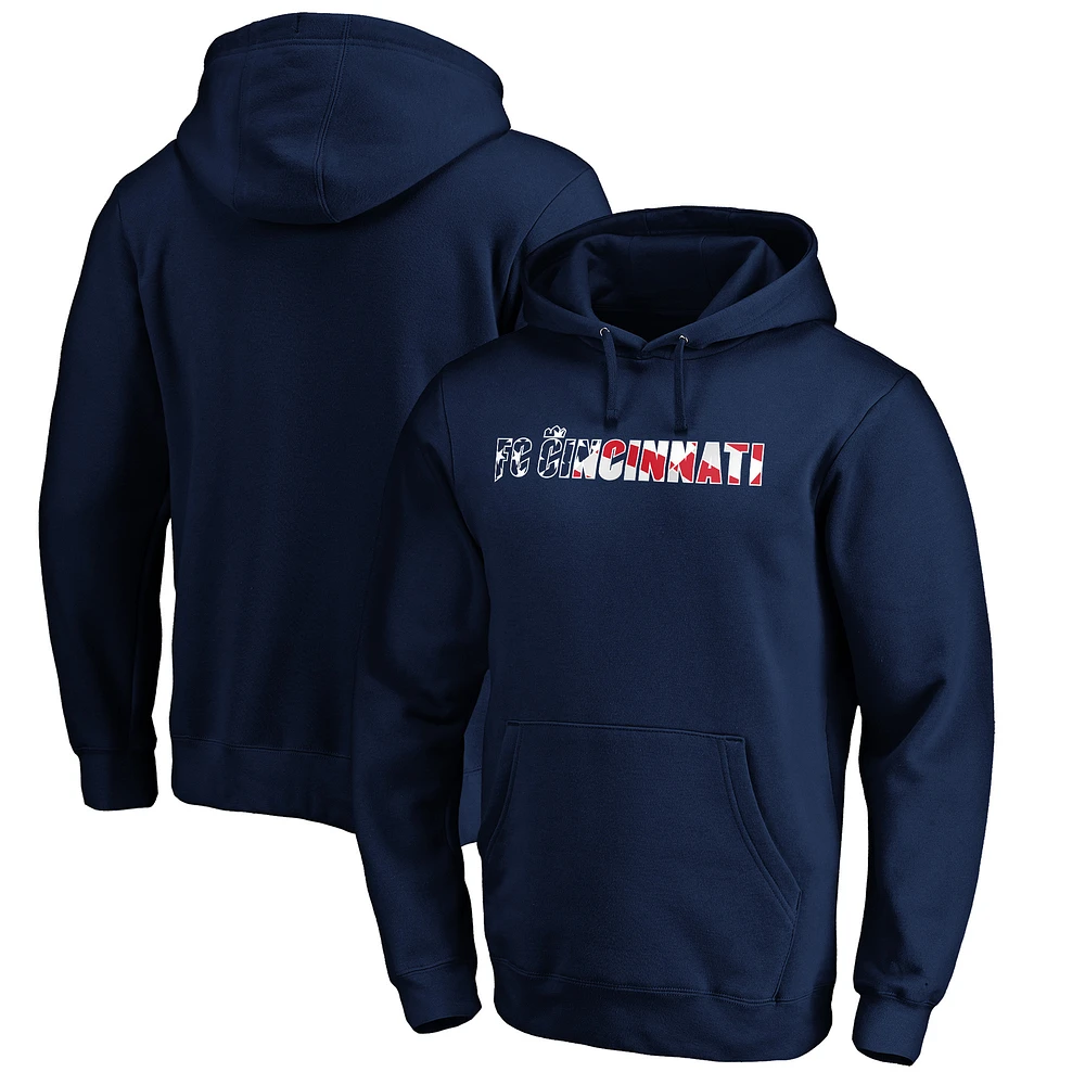 Men's Navy FC Cincinnati Banner Wave Pullover Hoodie