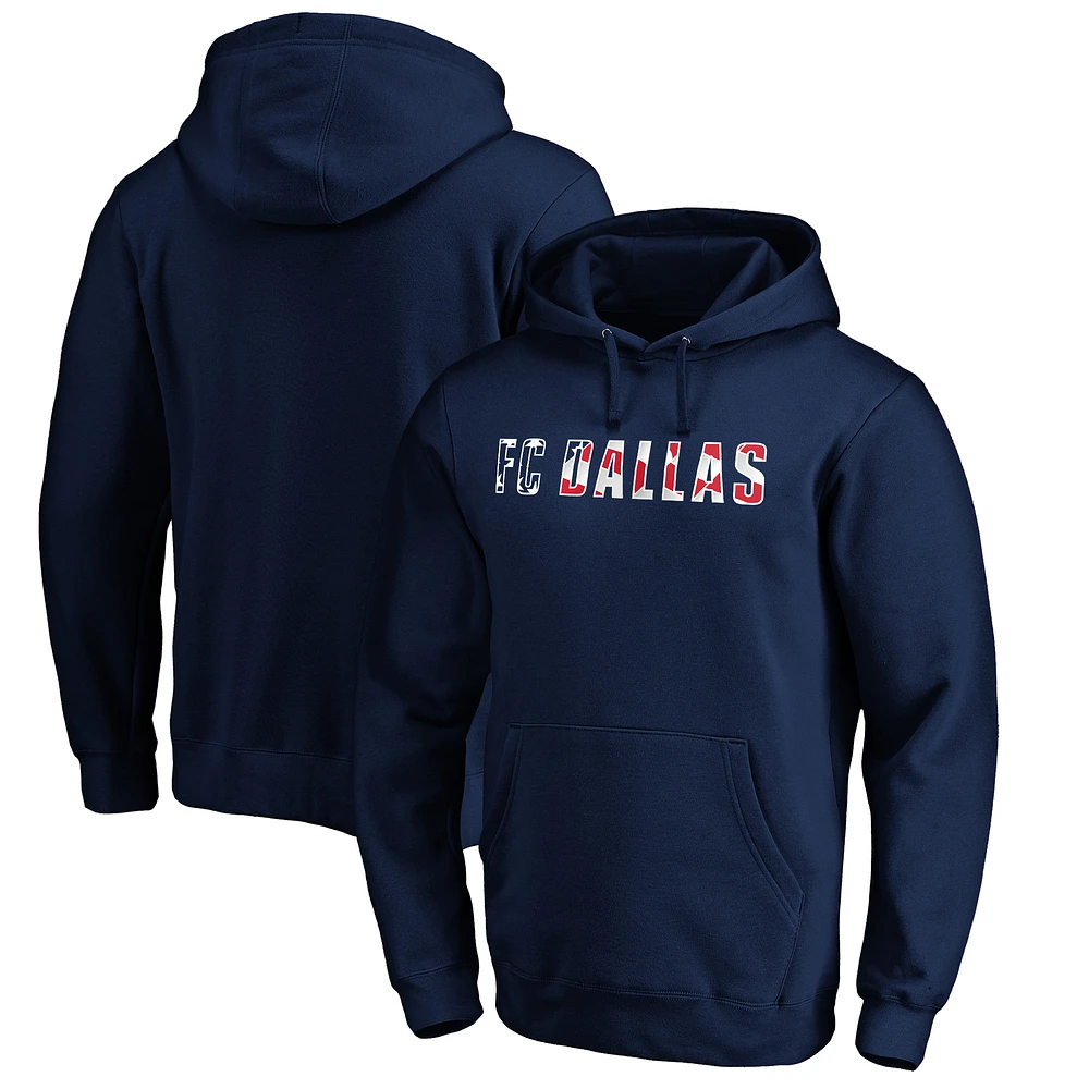 Men's Navy FC Dallas Banner Wave Pullover Hoodie