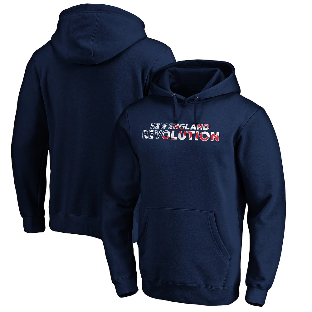Men's Navy New England Revolution Banner Wave Pullover Hoodie