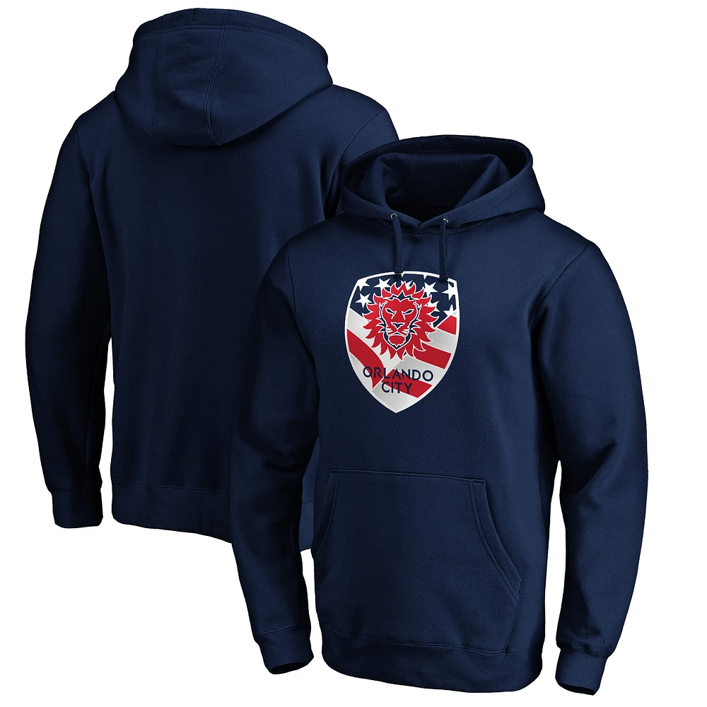 Men's Navy Orlando City SC Banner Wave Pullover Hoodie
