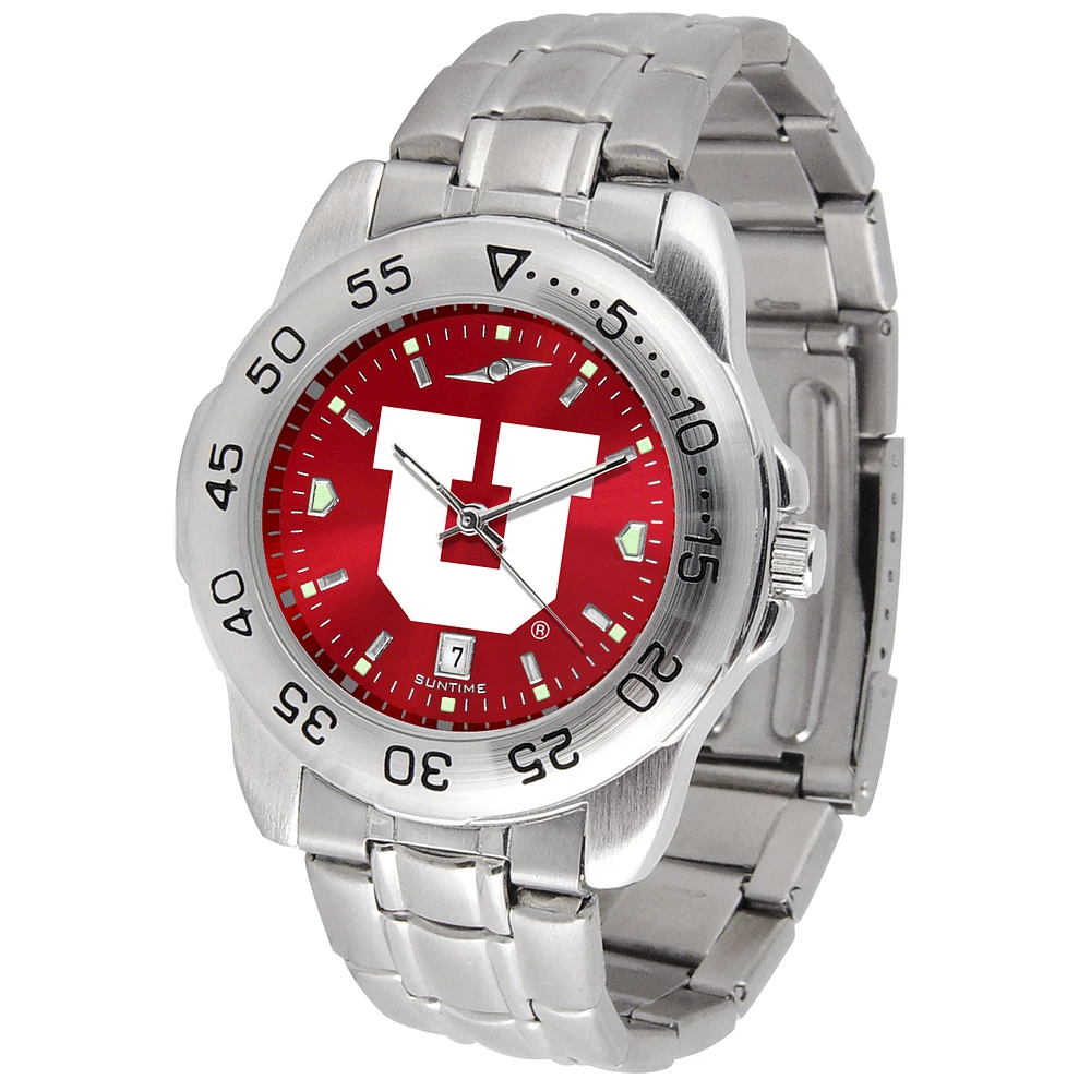 Red Utah Utes Sport Steel AnoChrome Watch