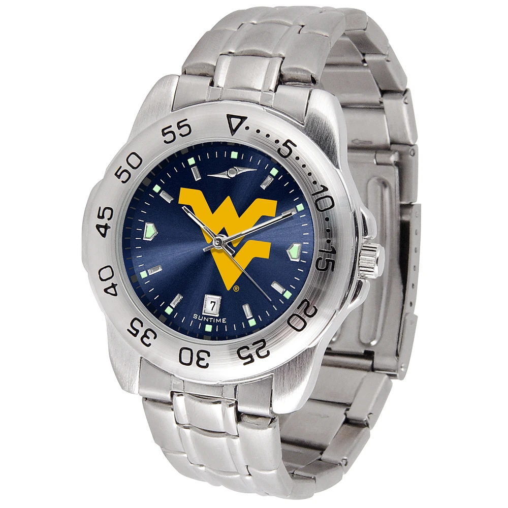Navy West Virginia Mountaineers Sport Steel AnoChrome Watch