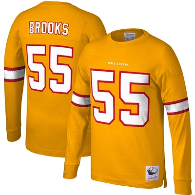 Men's Mitchell & Ness Derrick Brooks Orange Tampa Bay Buccaneers Throwback Retired Player Name & Number Long Sleeve Top