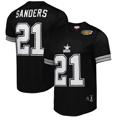 Men's Mitchell & Ness Deion Sanders Black Dallas Cowboys Retired Player Name Number Mesh Top
