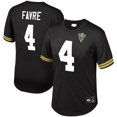 Men's Mitchell & Ness Brett Favre Black Green Bay Packers Retired Player Name Number Mesh Top