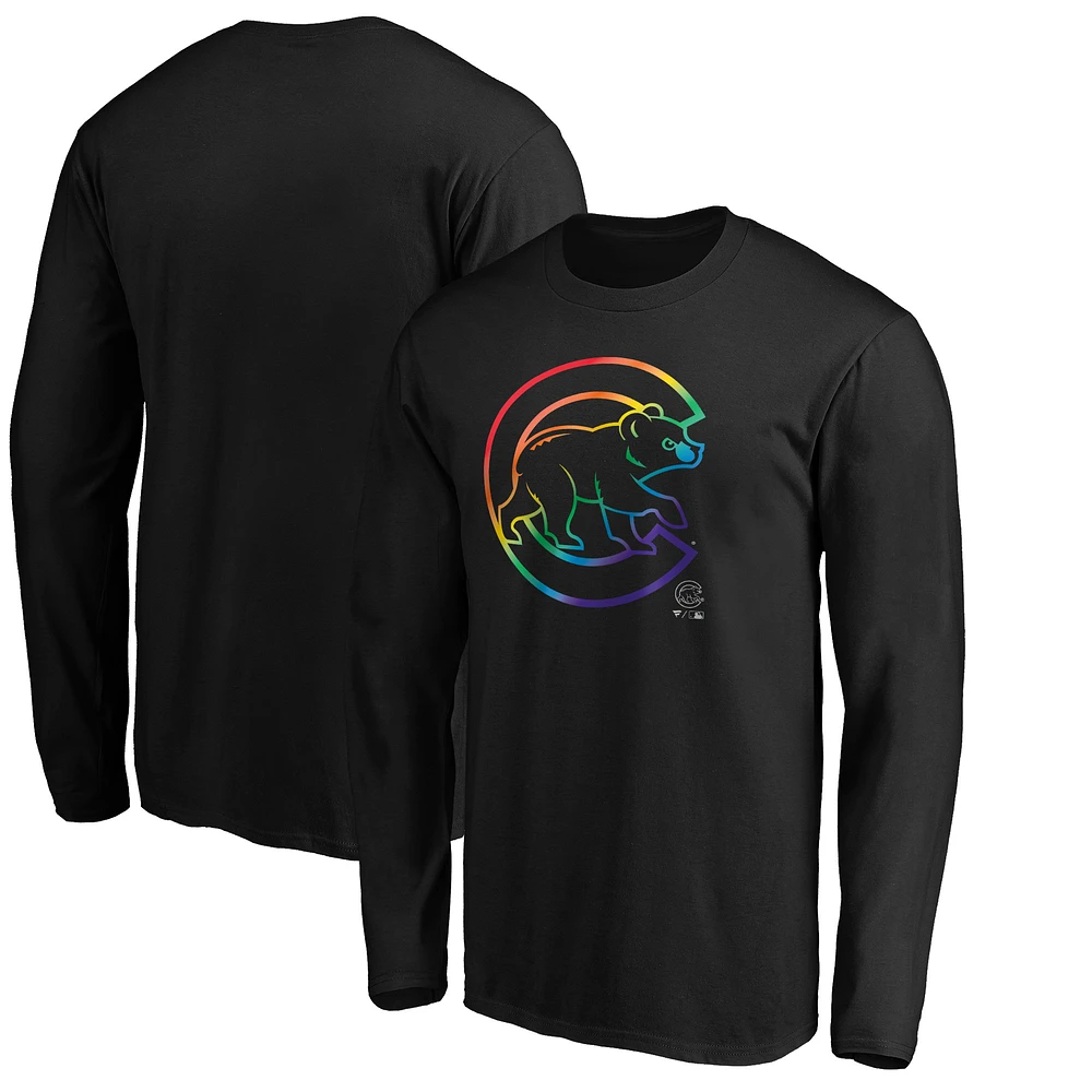 Men's Black Chicago Cubs Team Pride Logo Long Sleeve T-Shirt