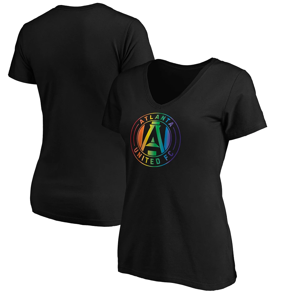Women's Black Atlanta United FC Team Pride Logo V-Neck T-Shirt