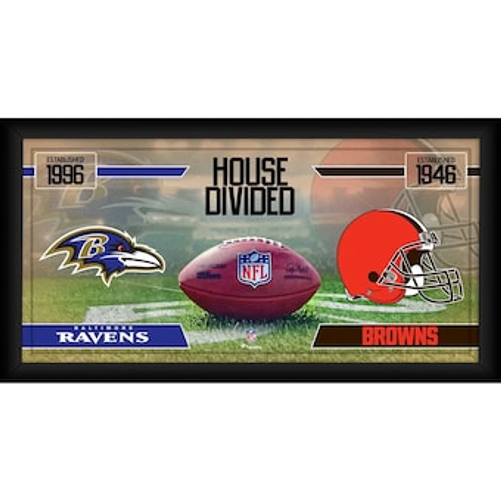 Baltimore Ravens vs. Cleveland Browns Framed 10" x 20" House Divided Football Collage