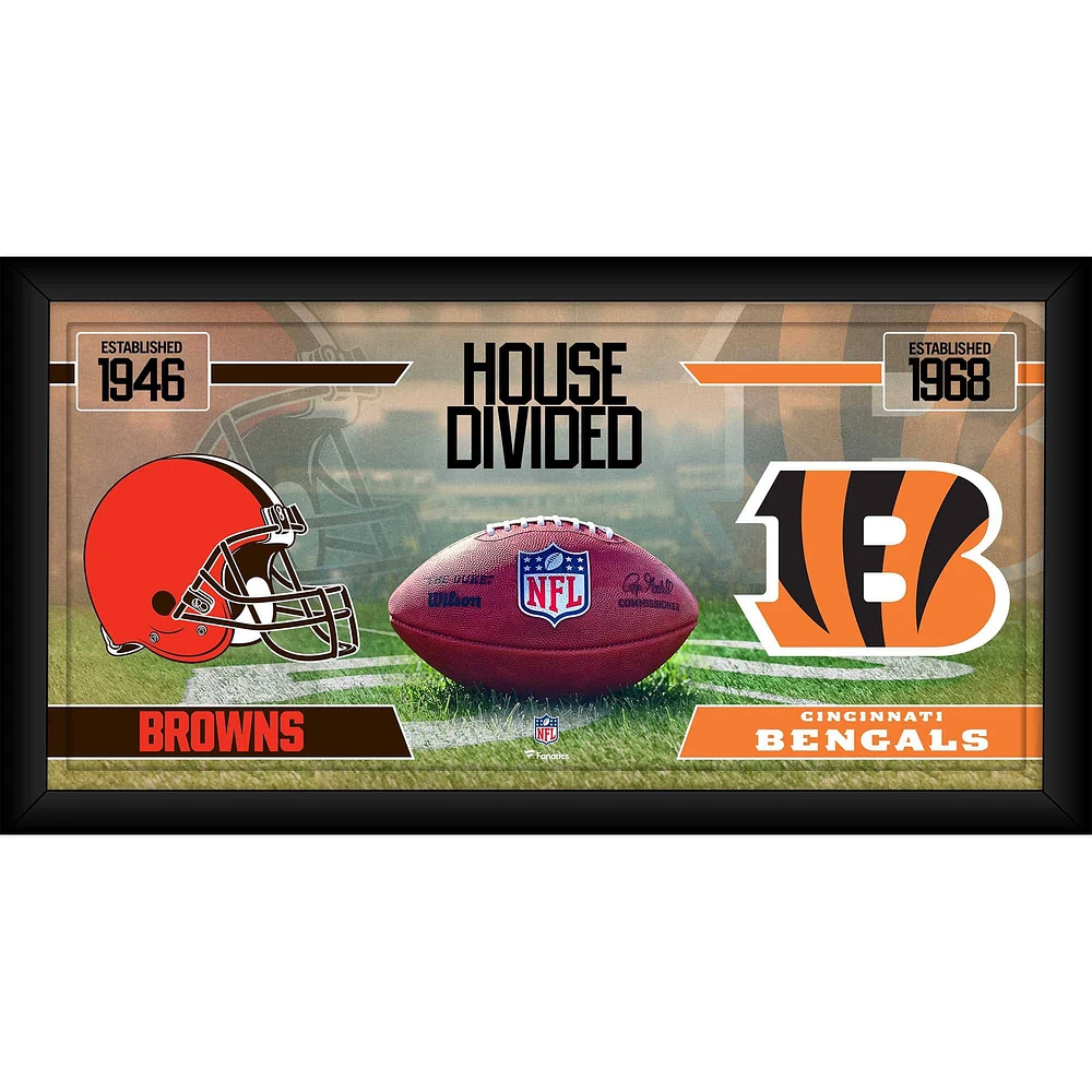 Cleveland Browns vs. Cincinnati Bengals Framed 10" x 20" House Divided Football Collage