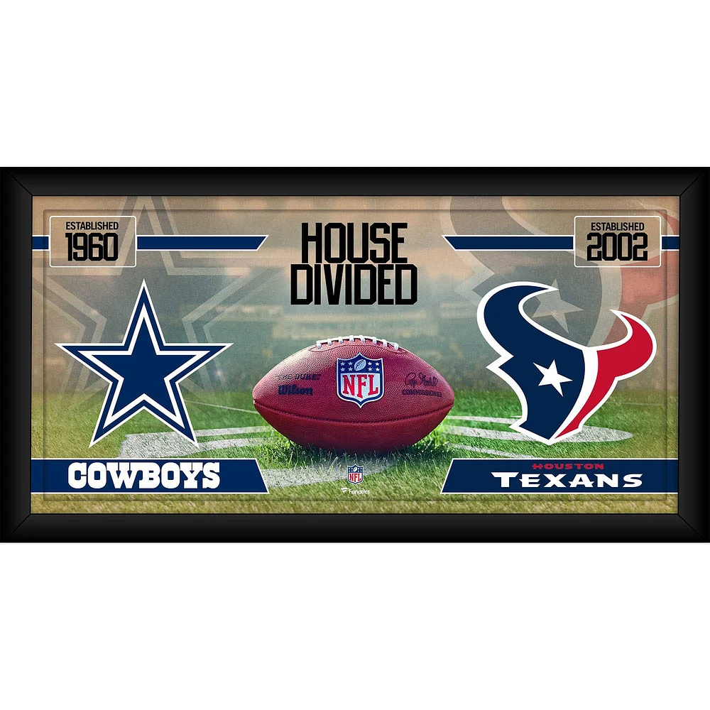 Dallas Cowboys vs. Houston Texans Framed 10" x 20" House Divided Football Collage