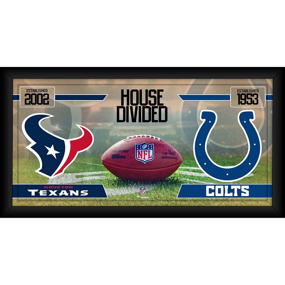 Houston Texans vs. Indianapolis Colts Framed 10" x 20" House Divided Football Collage