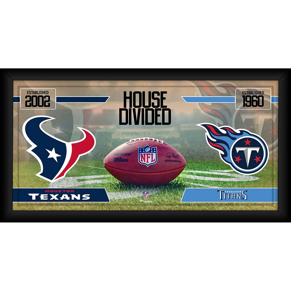 Houston Texans vs. Tennessee Titans Framed 10" x 20" House Divided Football Collage