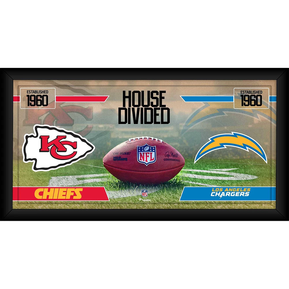 Kansas City Chiefs vs. Los Angeles Chargers Framed 10" x 20" House Divided Football Collage