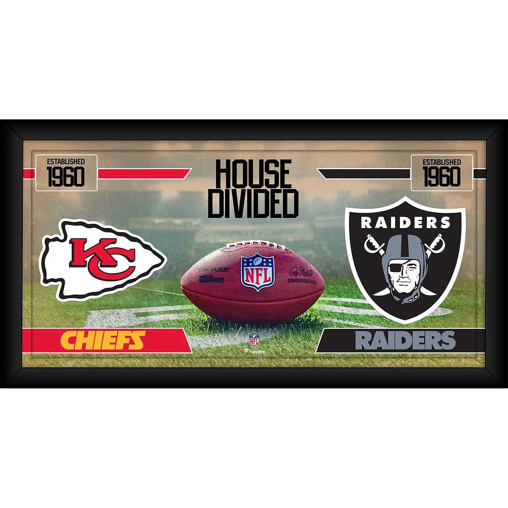 Kansas City Chiefs vs. Las Vegas Raiders Framed 10" x 20" House Divided Football Collage