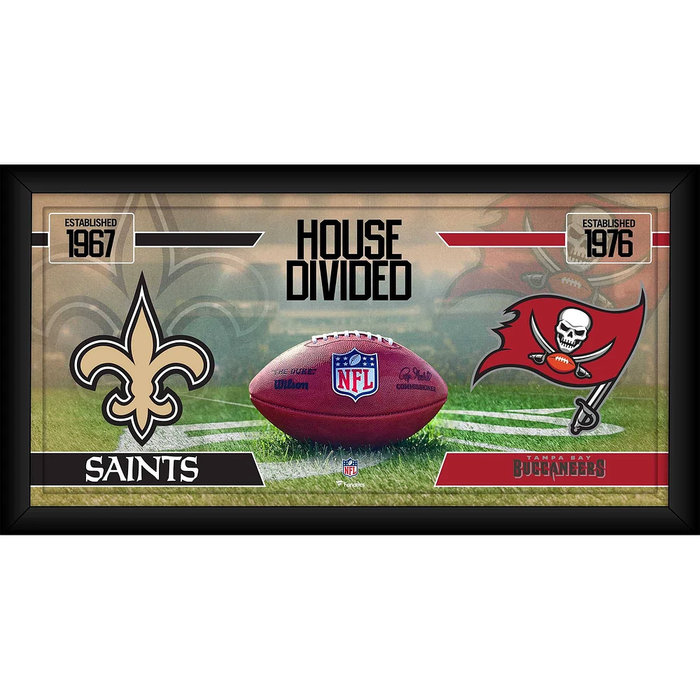 New Orleans Saints vs. Tampa Bay Buccaneers Framed 10" x 20" House Divided Football Collage