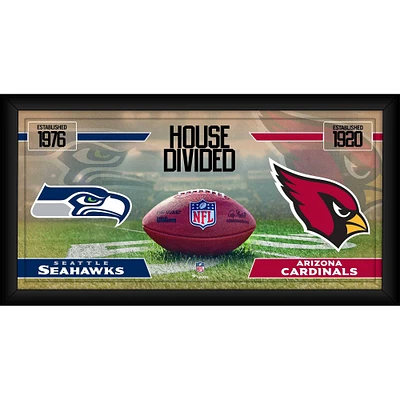 Seattle Seahawks vs. Arizona Cardinals Framed 10" x 20" House Divided Football Collage